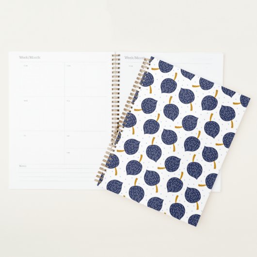 Navy Blue Abstract Flying Bomb Fruit Pattern Planner (Display)