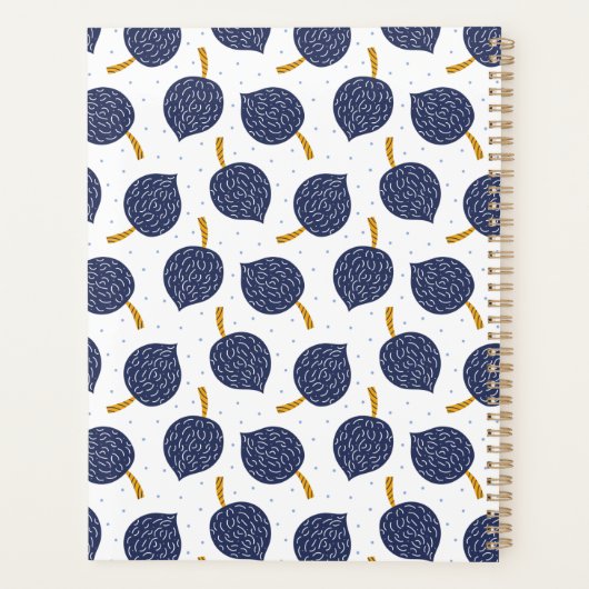 Navy Blue Abstract Flying Bomb Fruit Pattern Planner (Achterkant)