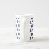 Navy Blue Abstract Flying Bomb Fruit Pattern Porselein Kop (Achterkant)