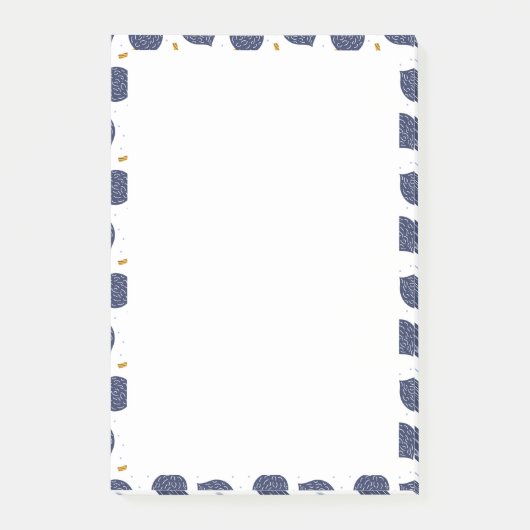 Navy Blue Abstract Flying Bomb Fruit Pattern Post-it® Notes (Voorkant)