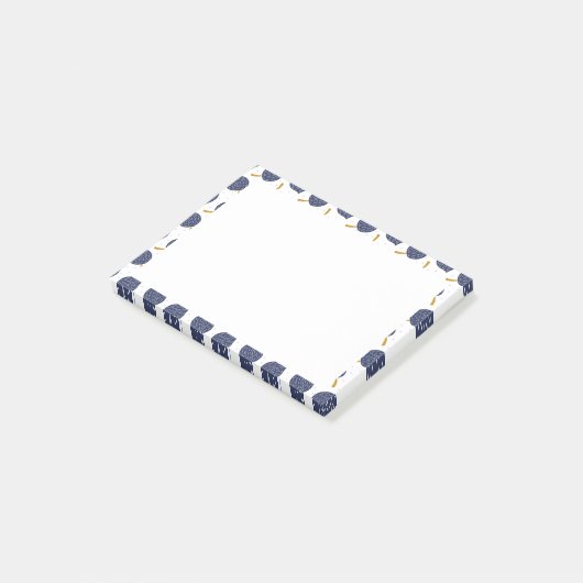 Navy Blue Abstract Flying Bomb Fruit Pattern Post-it® Notes (Schuin)