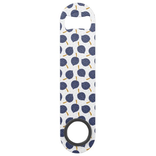 Navy Blue Abstract Flying Bomb Fruit Pattern Speed Flessenopener (Voorkant)