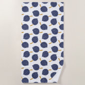 Navy Blue Abstract Flying Bomb Fruit Pattern Strandlaken (Voorkant)