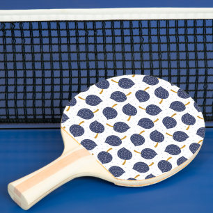 Navy Blue Abstract Flying Bomb Fruit Pattern Tafeltennisbatje