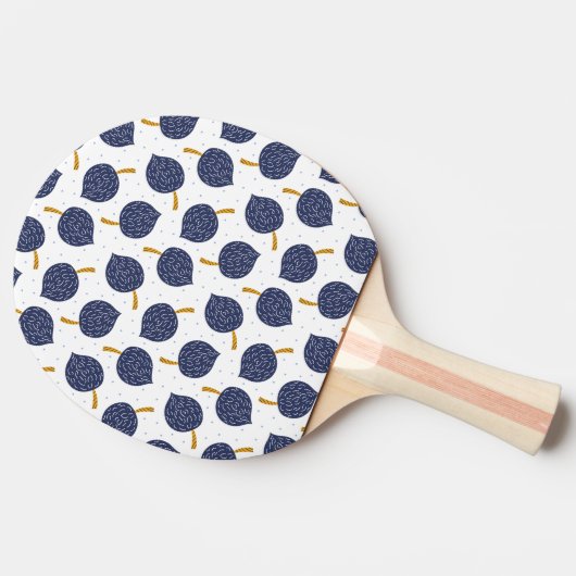 Navy Blue Abstract Flying Bomb Fruit Pattern Tafeltennisbatje (Zijkant)