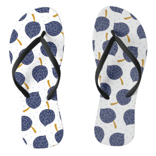 Navy Blue Abstract Flying Bomb Fruit Pattern Teenslippers