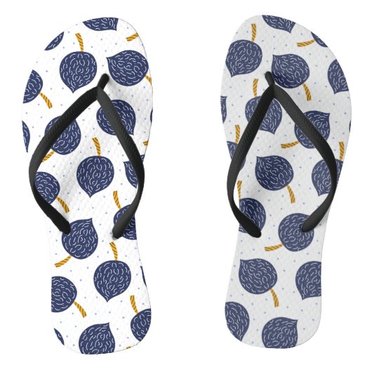 Navy Blue Abstract Flying Bomb Fruit Pattern Teenslippers (Voetbed)