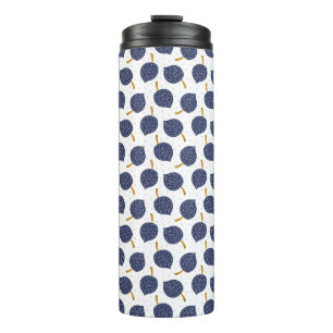 Navy Blue Abstract Flying Bomb Fruit Pattern Thermosbeker
