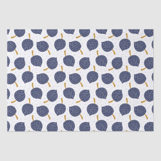 Navy Blue Abstract Flying Bomb Fruit Pattern Tissuepapier (Voorkant)