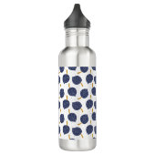 Navy Blue Abstract Flying Bomb Fruit Pattern Waterfles (Links)