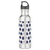 Navy Blue Abstract Flying Bomb Fruit Pattern Waterfles (Achterkant)