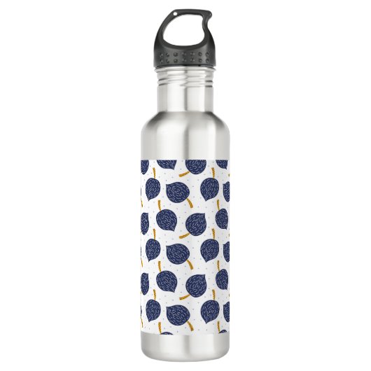 Navy Blue Abstract Flying Bomb Fruit Pattern Waterfles (Voorkant)