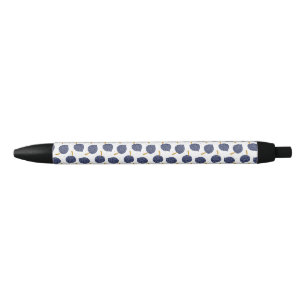 Navy Blue Abstract Flying Bomb Fruit Pattern Zwarte Inkt Pen