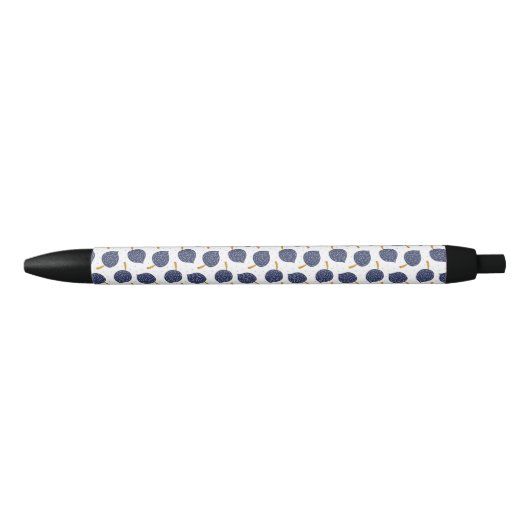 Navy Blue Abstract Flying Bomb Fruit Pattern Zwarte Inkt Pen (Voorkant)