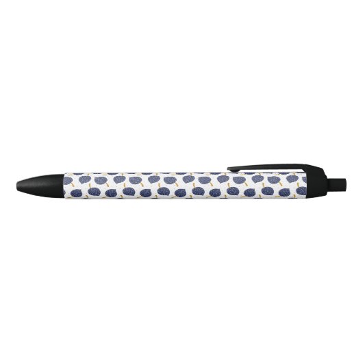 Navy Blue Abstract Flying Bomb Fruit Pattern Zwarte Inkt Pen (Bovenkant)