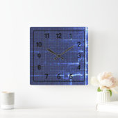 Navy blue abstract geometric pattern vierkante klok (Huis)