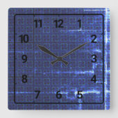 Navy blue abstract geometric pattern vierkante klok (Voorkant)