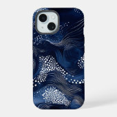 Navy Blue Abstract iPhone 15 Case (Achterkant)