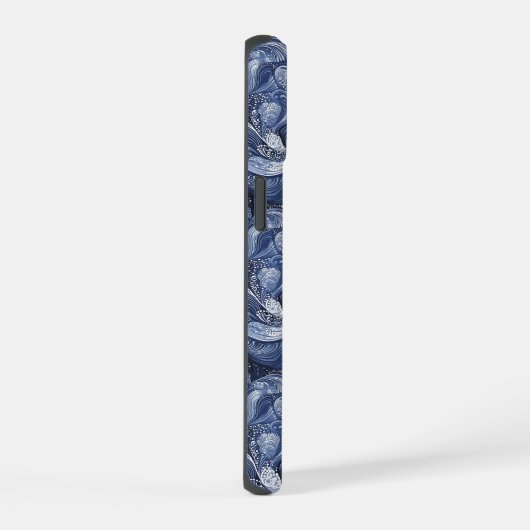 Navy Blue Abstract iPhone 15 Case (Rechterkant)