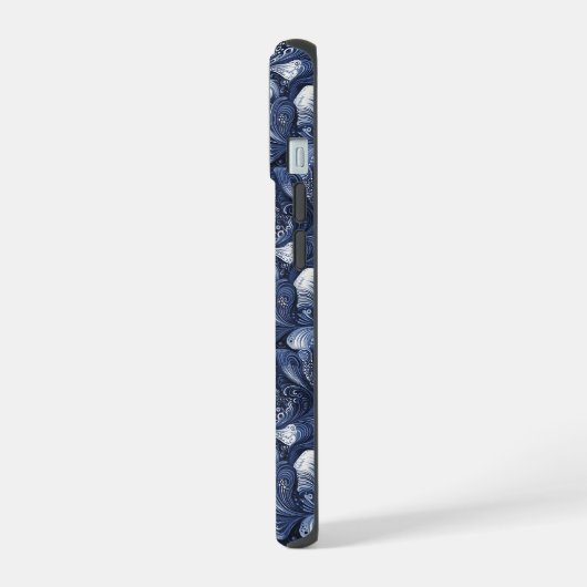 Navy Blue Abstract iPhone 15 Case (Linkerkant)