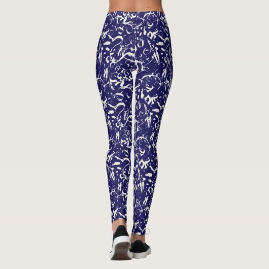 Navy Blue Abstract Leggings  (Achterkant)