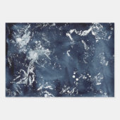 Navy Blue Abstract Painterly Inpakpapier Vel (Voorkant 2)