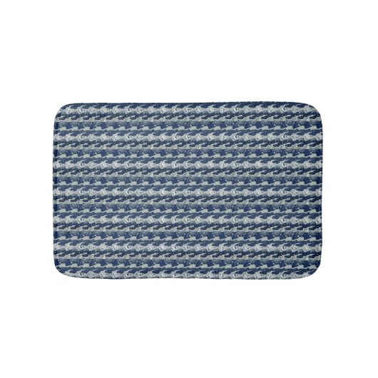 Navy Blue Abstract Pattern Badmat (Voorkant)