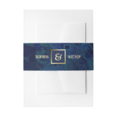 Navy Blue Abstract Pattern Gold Wedding Uitnodigingen Wikkel (Voorkant Voorbeeld)