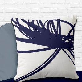 Navy Blue Abstract Ribbon Design on White Kussen