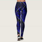 Navy Blue Abstracte Kunst Geometrische Glow Line P Leggings (Achterkant)