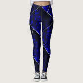 Navy Blue Abstracte Kunst Geometrische Glow Line P Leggings (Voorkant)