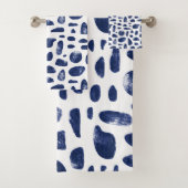 Navy Blue Abstracte vormen Luxury Modern Waterverf Bad Handdoek (Insitu)