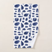 Navy Blue Abstracte vormen Luxury Modern Waterverf Bad Handdoek (Handdoek)