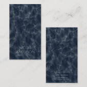 Navy Blue Abstracte Waterverf Stain Elegant Chic Visitekaartje (Voorkant / Achterkant)