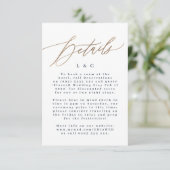 Navy Blue Accommodatie Gold Wedding Details Kaarte RSVP Kaartje (Staand voorkant)
