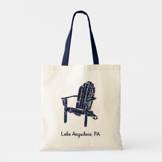 Navy Blue Adirondack-stoel gepersonaliseerd Tote Bag (Achterkant)