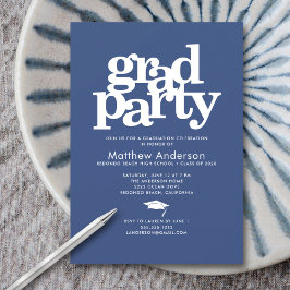 Navy blue afstudeerder feest moderne gedurfde typo kaart