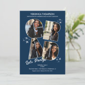 Navy Blue AFSTUDEERDER Fotocollage Afstudeerfeest Kaart (Staand voorkant)