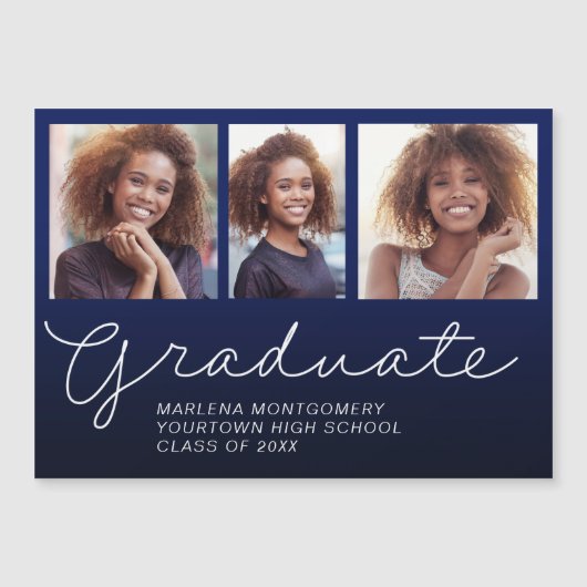 Navy Blue Afstuderen 3 Fotoaankondiging (Voorkant)