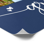 Navy Blue Afstuderen 4 Fotoscript Hearts Girly Poster (Hoek)