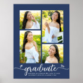 Navy Blue Afstuderen 4 Fotoscript Hearts Girly Poster (Voorkant)