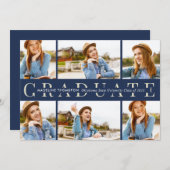 Navy Blue Afstuderen 6 Afstuderen voor fotocollage Aankondiging (Voorkant / Achterkant)