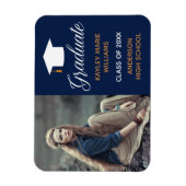 Navy Blue Afstuderen Aankondiging Afstuderen foto' Magneet (Verticaal)