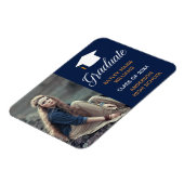 Navy Blue Afstuderen Aankondiging Afstuderen foto' Magneet (Linkerzijde)