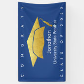 Navy Blue Afstuderen Bold Gold Pet Modern Eenvoudi Spandoek (Verticaal)