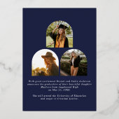 Navy Blue Afstuderen Folie Afstuderen Folie Uitnodiging (Achterkant)