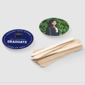 Navy Blue Afstuderen Foto gepersonaliseerd handboe Handwaaier (Niet-gemonteerd)