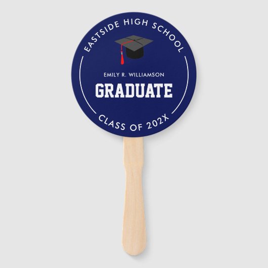 Navy Blue Afstuderen Foto gepersonaliseerd handboe Handwaaier (Voorkant)