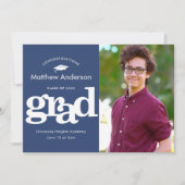 Navy blue afstuderen foto moderne vetgedrukte typo aankondiging (Voorkant)