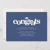 Navy blue afstuderen foto moderne vetgedrukte typo aankondiging (Achterkant)